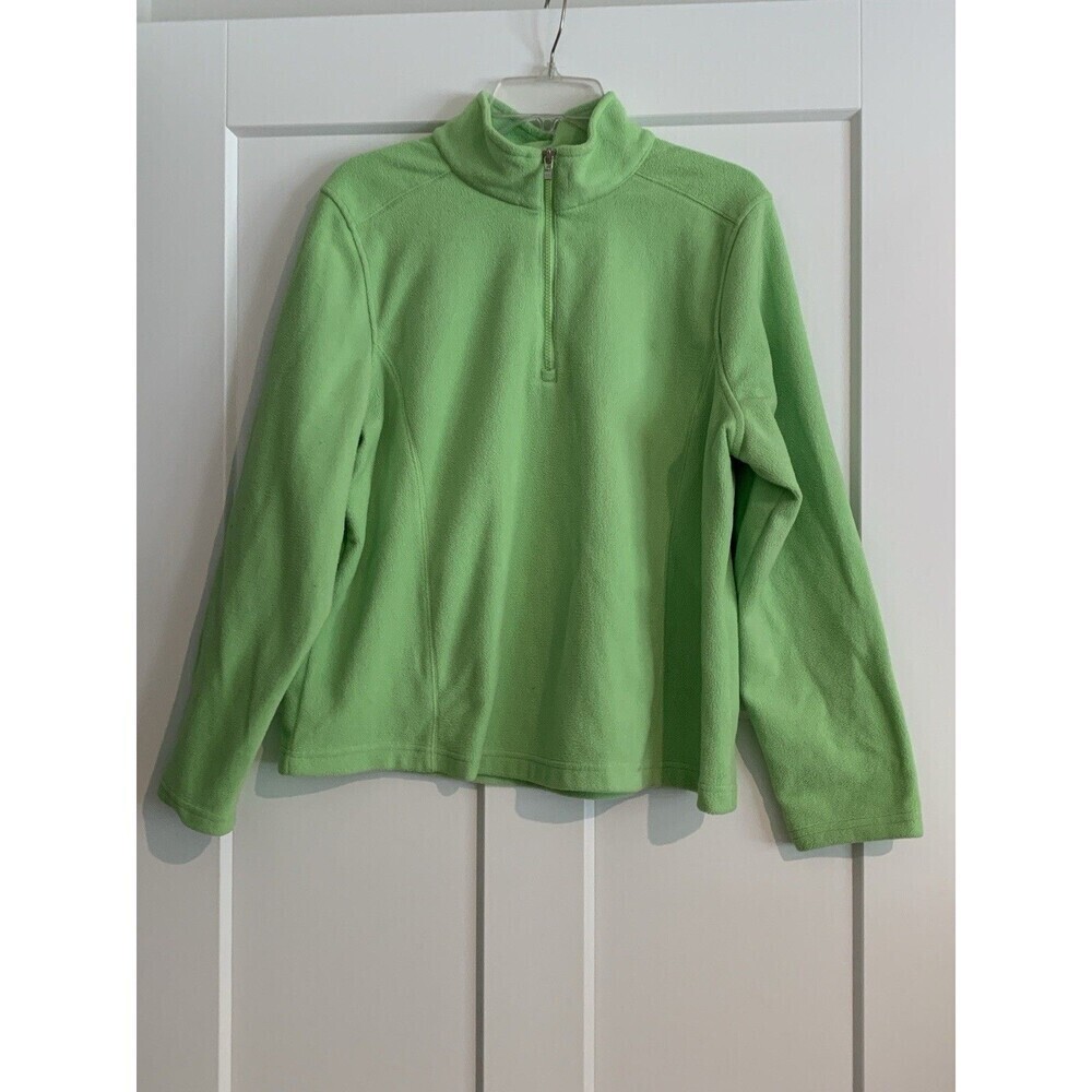 IZOD Women's Half Zip Performance Fleece Golf Pullover Jacket Top Melon Green XL